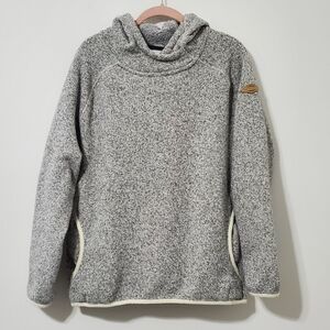 Merrell Marled Cream Gray Knit Hooded Pullover Sweater Women Large